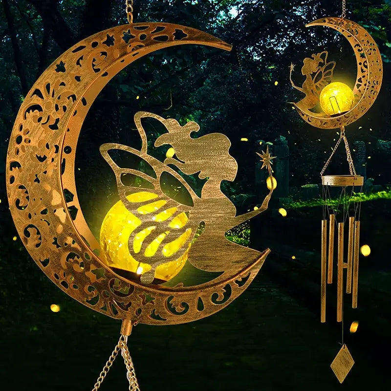 Glowing Crackle Glass Solar Wind Chimes Waterproof LED Outdoor Wind Bells Unique Garden Decorative Gifts