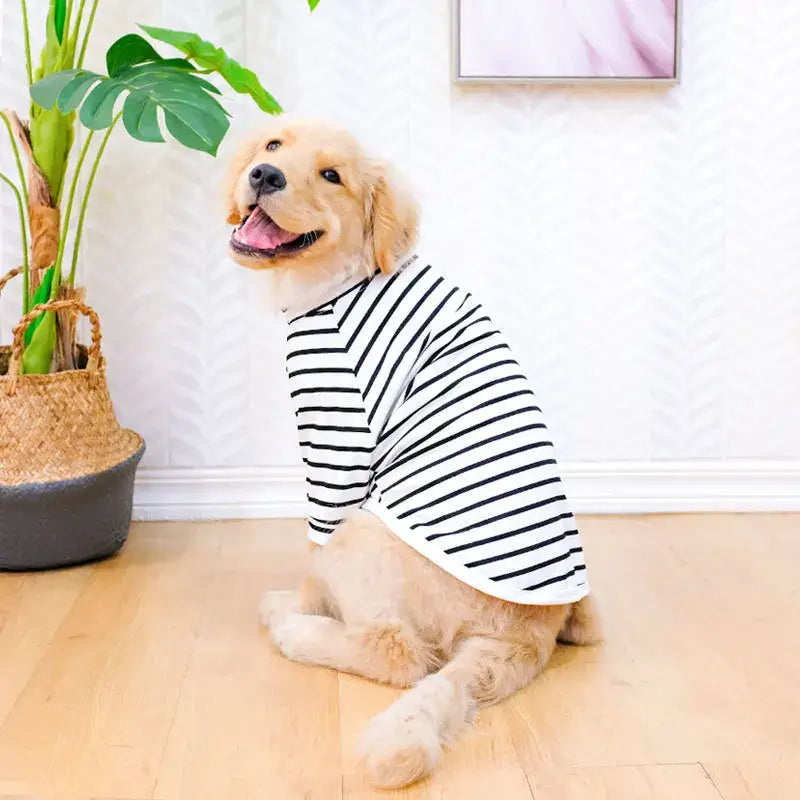 Stylish Dog Summer Striped T-shirt for Large Dogs