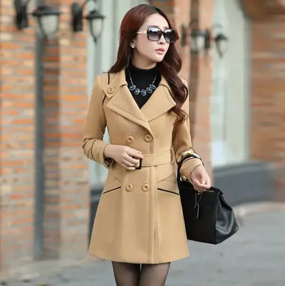 Autumn Winter Women Wool Coat 2024 Ladies Woolen Long Coat Female