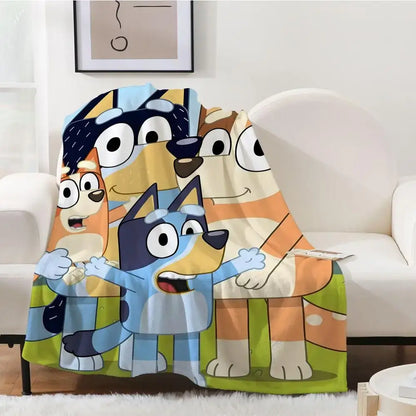 B-bluey-y Downy Throw Blanket Aesthetic Portable Home Travel Camping Sofa Picnic Thick Warm Flannel Blanket