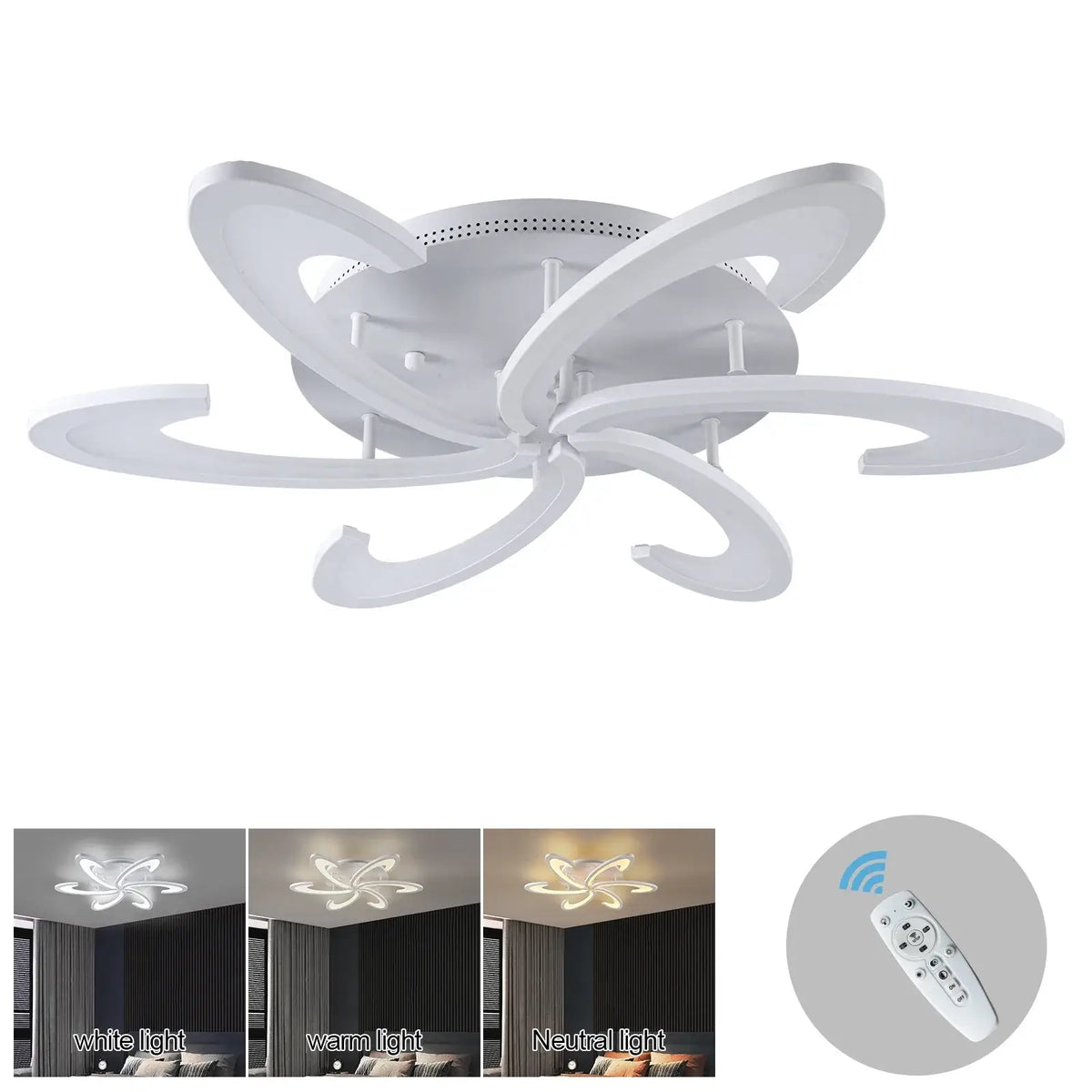 VETRULUS Flower LED Ceiling Light, 6-Leaf Design