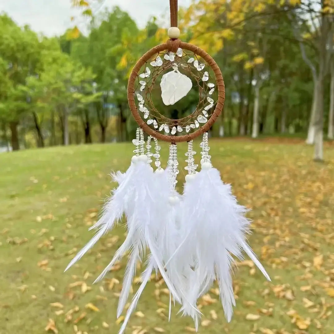 Dream Catcher Feather Pendant Crystal StoneHome Decor Wall Hanging Car Pendant Schoolbag Wind Chimes Dreamcatcher Decoration