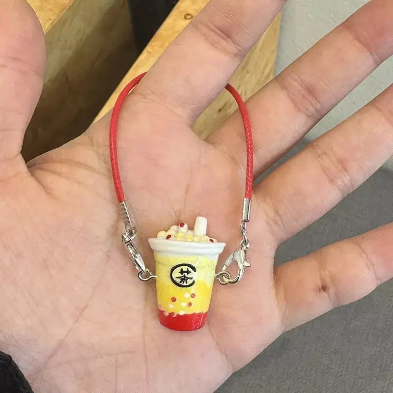 15cm/17cm Labubu Doll Accessories - Mini Realistic Bubble Tea Cup Plush Crossbody Pendant