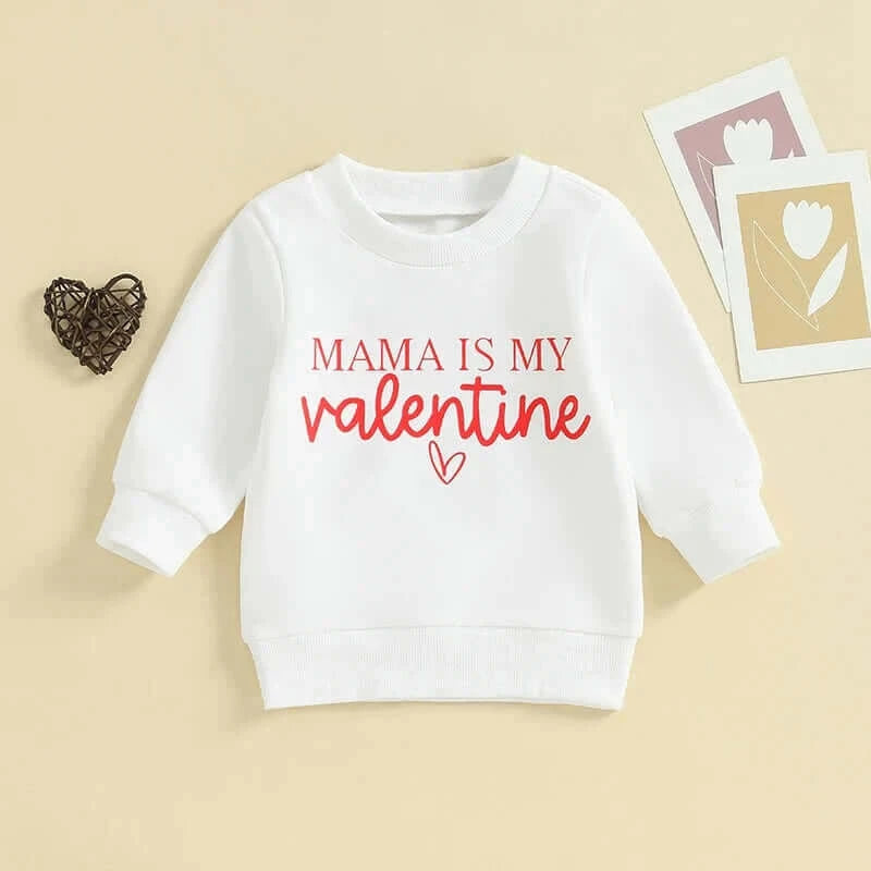 2023-10-17 Lioraitiin 0-3Y Toddler Baby Girl Valentines Day Outfit Letter Print Crewneck Sweatshirt Pullover Sweater Shirt.