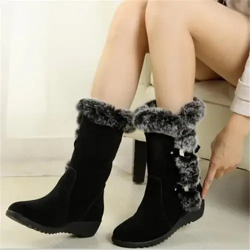 New Winter Women Boots Casual Warm Fur Mid-Calf Boots shoes Women