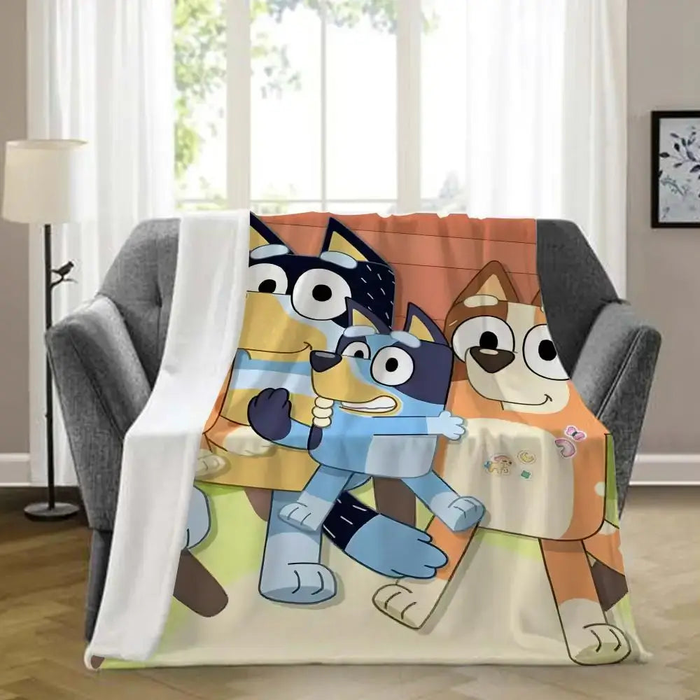 B-bluey-y Downy Throw Blanket Aesthetic Portable Home Travel Camping Sofa Picnic Thick Warm Flannel Blanket