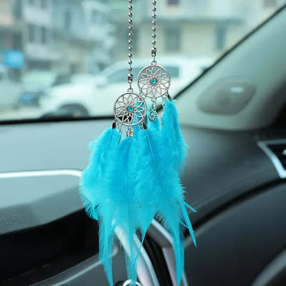 Dream Catcher Car Pendant Feather Mirror Pendant Home Decor Ornaments Car Interior Accessories Dream Catcher Feather Car Pendant