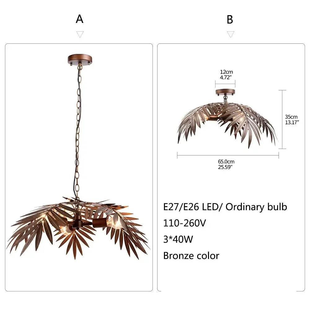 Boho Metal Palm Leaf Chandelier &amp; Ceiling Light