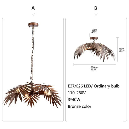 Boho Metal Palm Leaf Chandelier &amp; Ceiling Light