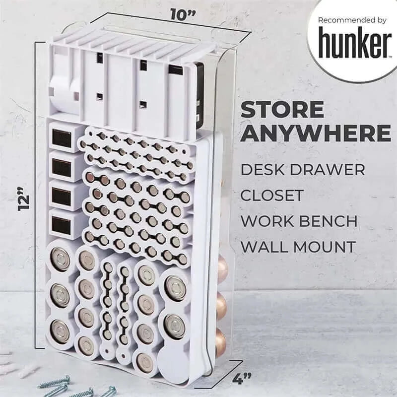 The Battery Organizer and Tester with Cover Battery Storage Organizer.