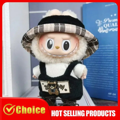 17cm Labubu Doll Clothes Set Kawaii Fashion Outfit with Hat Shoes