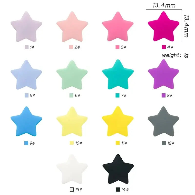 50pcs Silicone Star Heart Crown Beads Food Grade Teether Baby Silicone Bracelet Diy Crafts Baby Accessories