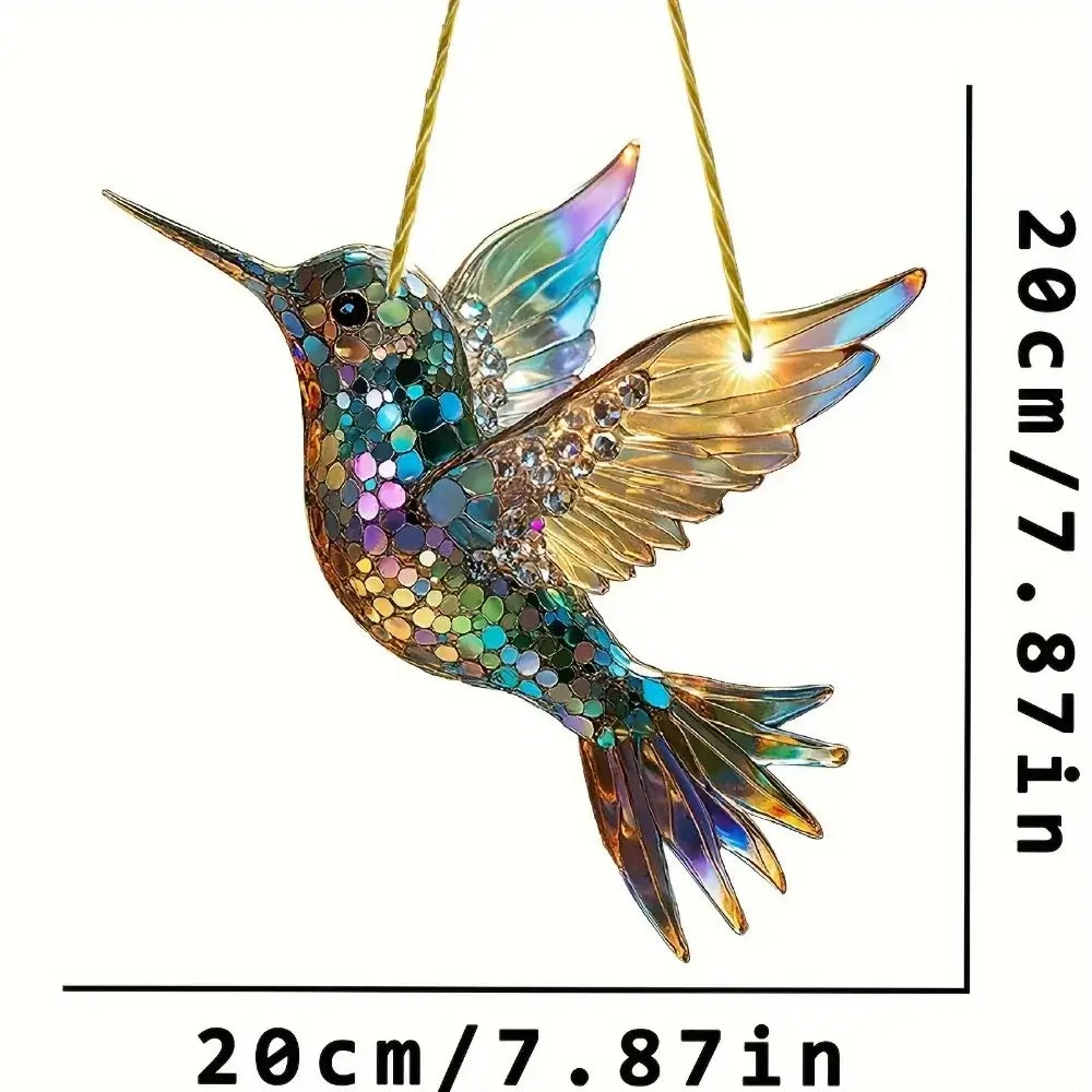 Dream Catcher Perfect Home and Garden Gift Interior Accessories Gorgeous Hummingbird Suncatcher - 7.87” Acrylic Stained Glass