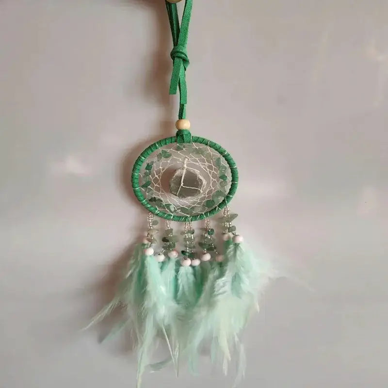 Dream Catcher Feather Pendant Crystal StoneHome Decor Wall Hanging Car Pendant Schoolbag Wind Chimes Dreamcatcher Decoration