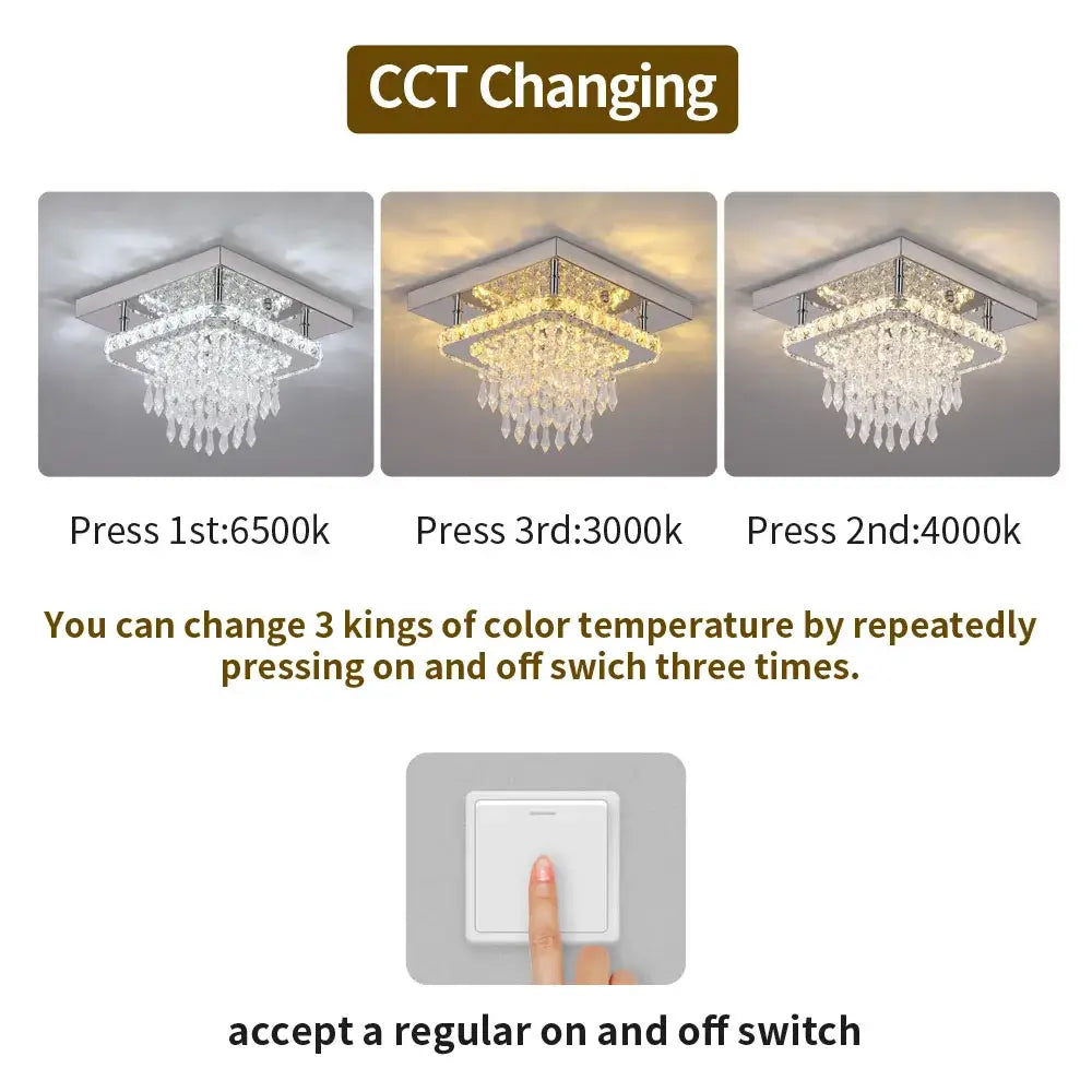 Square Crystal Raindrop LED Ceiling Chandelier
