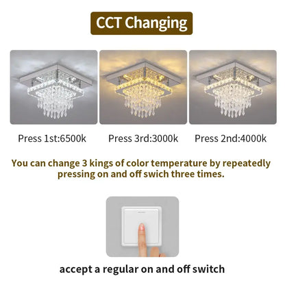 Square Crystal Raindrop LED Ceiling Chandelier