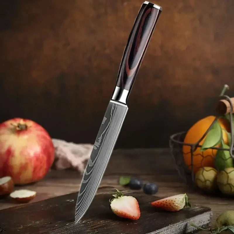 Stainless Steel Kitchen Knives with Wooden Handles