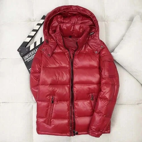 New Winter Men Shiny Puffer Jackets Hooded Casual White Duck Down