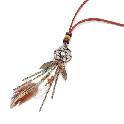 bohemian feather dreamcatcher necklace