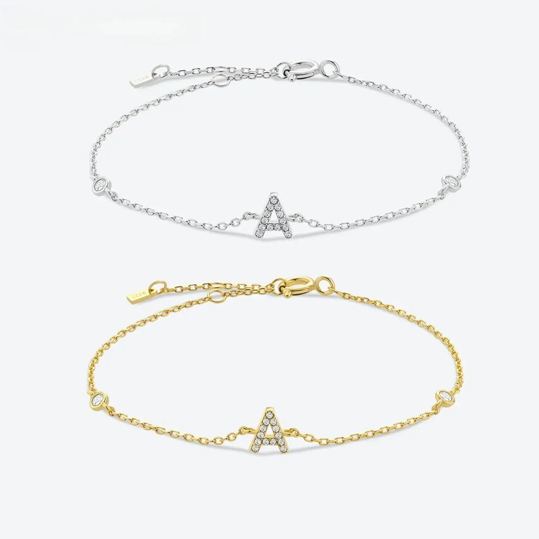 925 Sterling Silver Initial 26 Letters Alphabet Monogram Gold Name Bracelet Crystal CZ Zircon 2021 Fashionable Jewelry