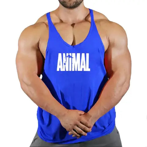 Summer Animal Gym Stringer Tank Top Men Cotton Clothing Bodybuilding.