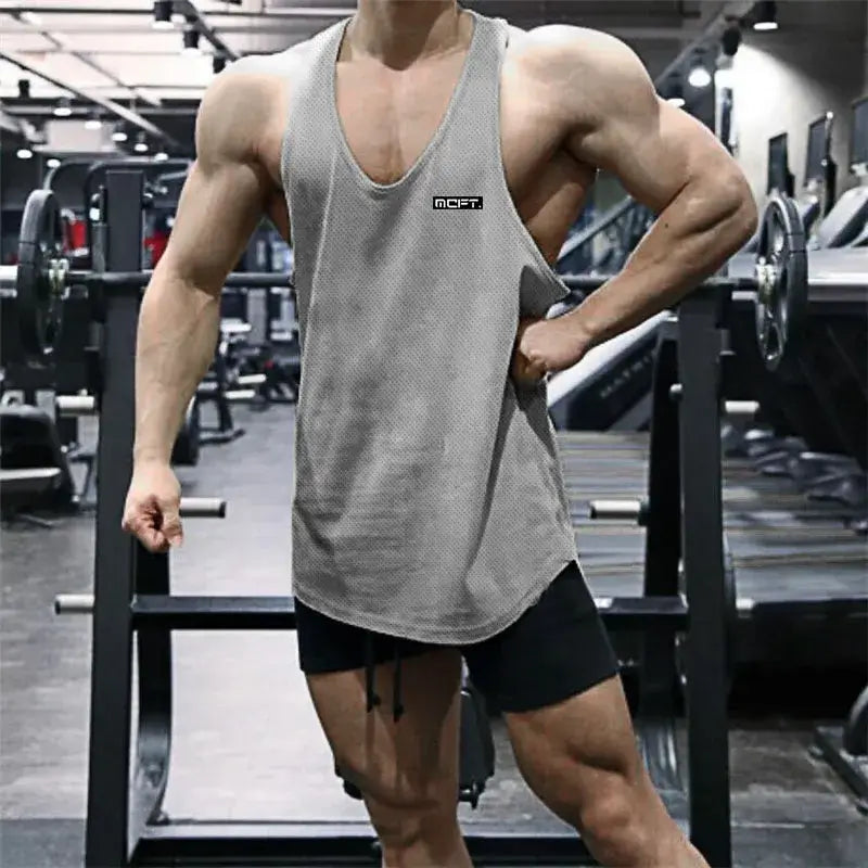 Gym Workout Sleeveless Shirt Men Bodybuilding Running Clothing.