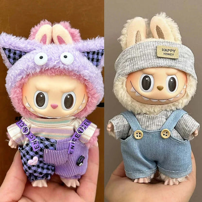 Cute Labubu Doll Outfit Set - Jumpsuit &amp; Plush Hat