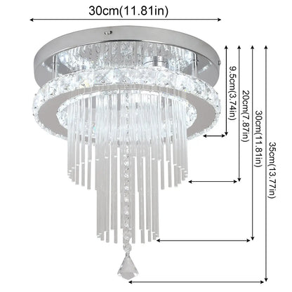 GreeLustr Round Crystal LED Ceiling Light, 30 cm