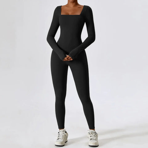 Jumpsuit Gym Workout Yoga Clothes Dance Fitness Long Sleeved One Piece.