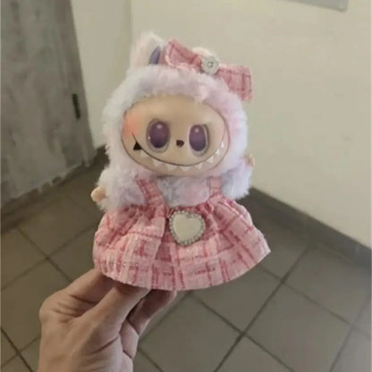 Labubu plush doll skirt set