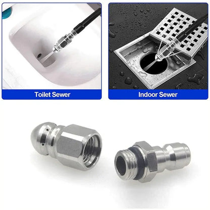 Sewer Jetter Nozzle Quick Pressure Washer Connector Multifunction Pipe Drain Washing Tools Head for Pressure Jet Drain Cleaners