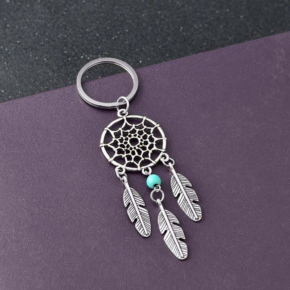 Mini Metal Feather Dreamcatcher Keyring Keychain Decor Car Bag Home