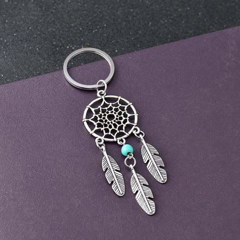 Mini Metal Feather Dreamcatcher Keyring Keychain Decor Car Bag Home.