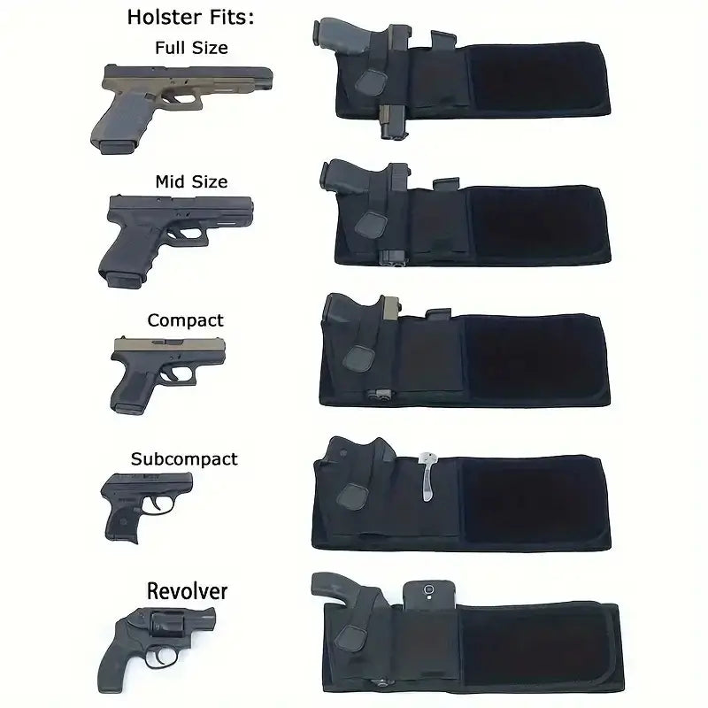 Tactical Outdoor Hunting Fitness Gun Holster for Waist Band Belt -  Concealed Carry Phone Bag Portable Hidden Belly Defense Use