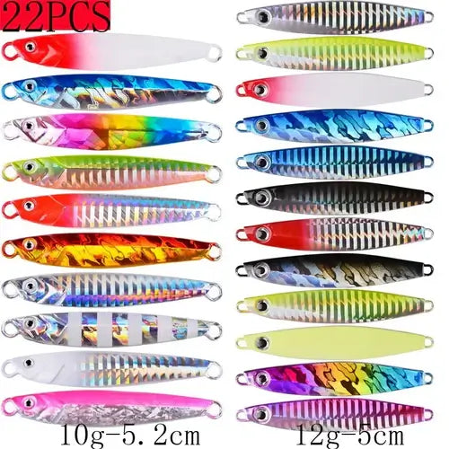 22PCS Metal Spoon Jigs Carp Fishing Lures Set 40g 30g 20g 17g 10g 7g