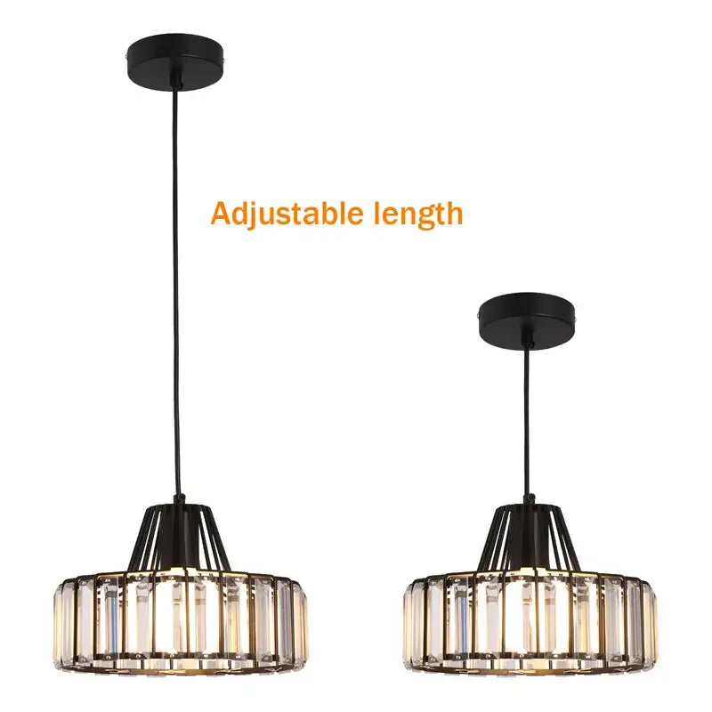 GreeLustr Modern Crystal Pendant Light, Black or Gold