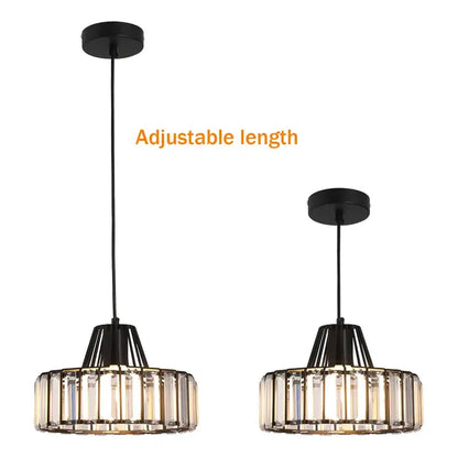 GreeLustr Modern Crystal Pendant Light, Black or Gold