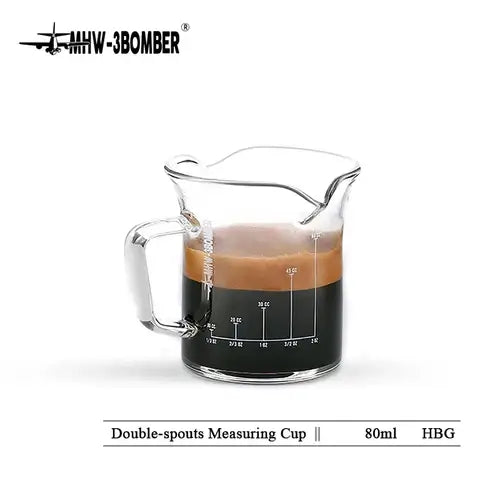 MHW-3BOMBER Double Spouts Espresso Measuring Cup with Handle Shot