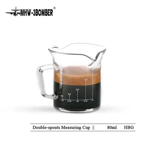 MHW-3BOMBER Double Spouts Espresso Measuring Cup with Handle Shot