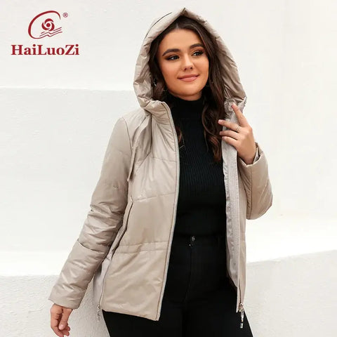 HaiLuoZi Spring Autumn Women's Jacket Casual Fashion Side Zipper Plus.