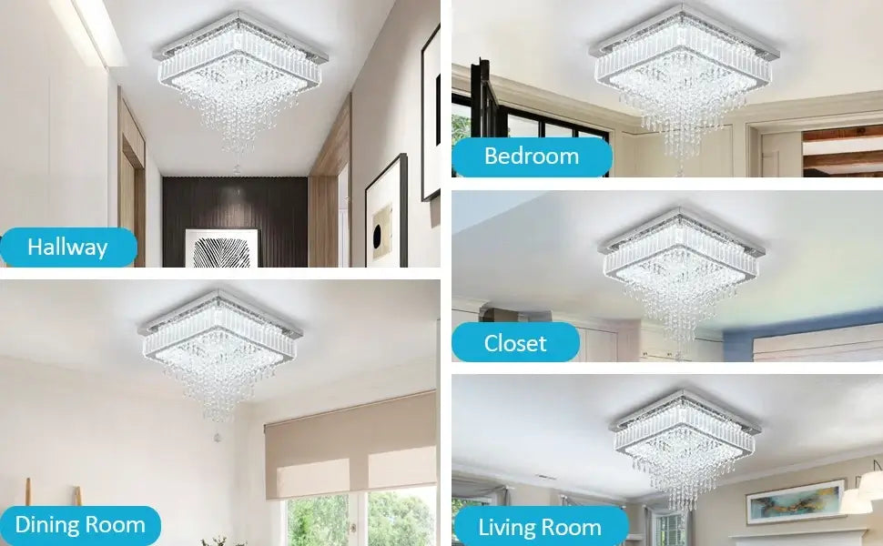 Square Crystal Raindrop LED Ceiling Chandelier