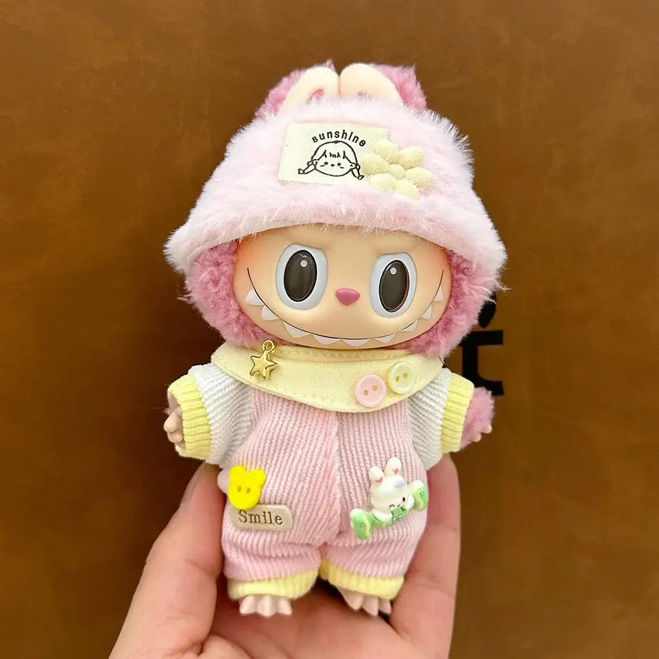 Cute Labubu Doll Outfit Set - Jumpsuit &amp; Plush Hat