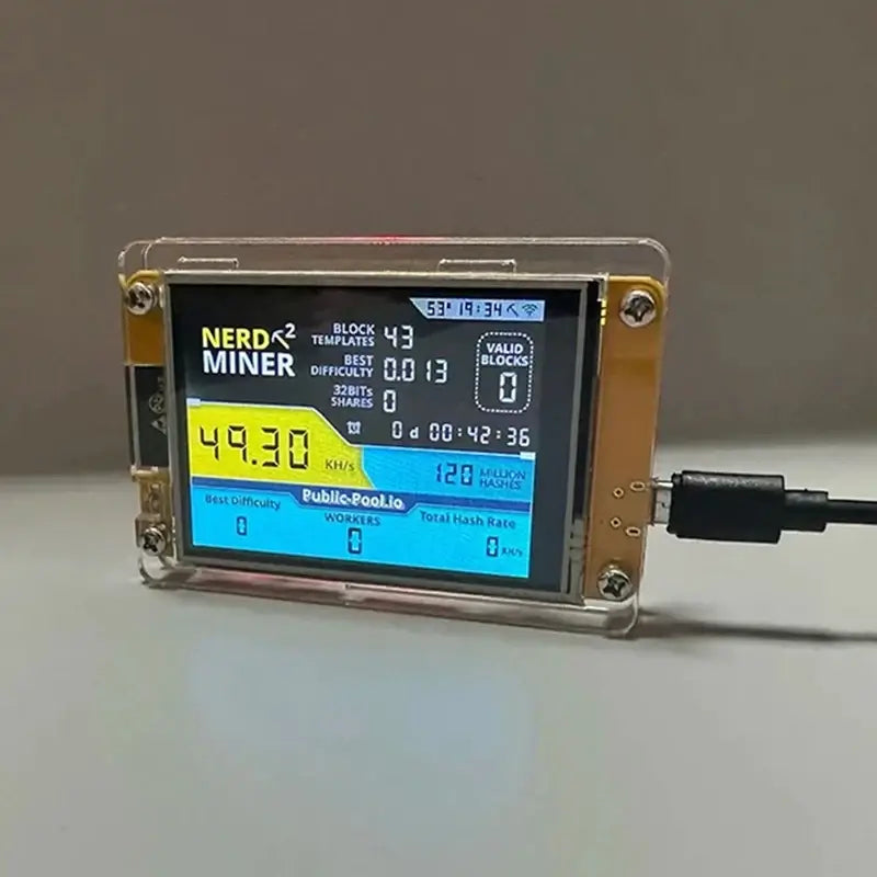 Brand New Nerdminer V3 2.8-Inch BTC Solo Lottery Nerd Miner Crypto Bitcoin Miner Solo Mining Machine