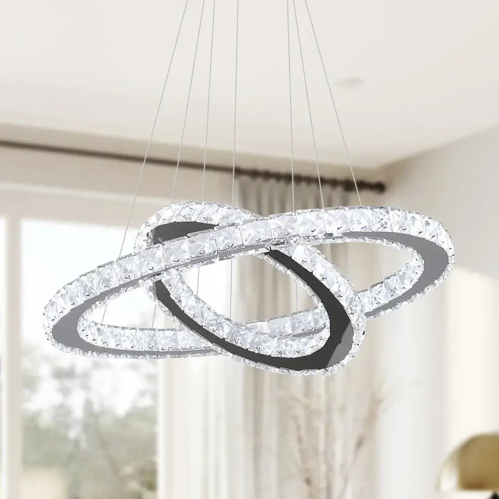 GreeLustr Crystal Ring Pendant Light, Selectable Controls