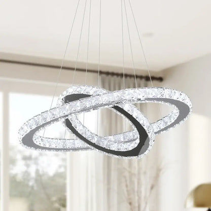 GreeLustr Crystal Ring Pendant Light, Selectable Controls