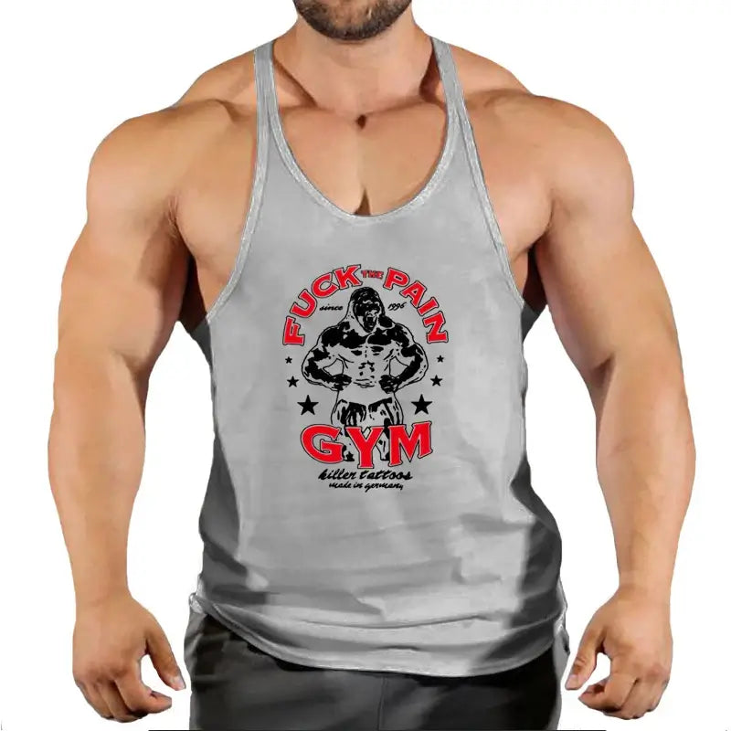 Brand Vest Muscle Fashion Gym Mens Back Tank Top Sleeveless Stringer.