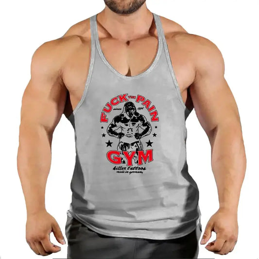 Brand Vest Muscle Fashion Gym Mens Back Tank Top Sleeveless Stringer