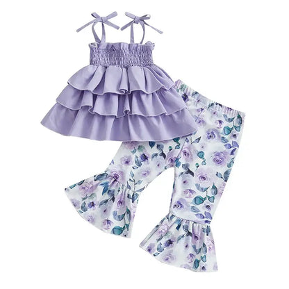 Adorable Baby Girl Summer Clothes Cute Floral Print Tank Top and Ruffle Shorts Outfit Set for Toddler Girls