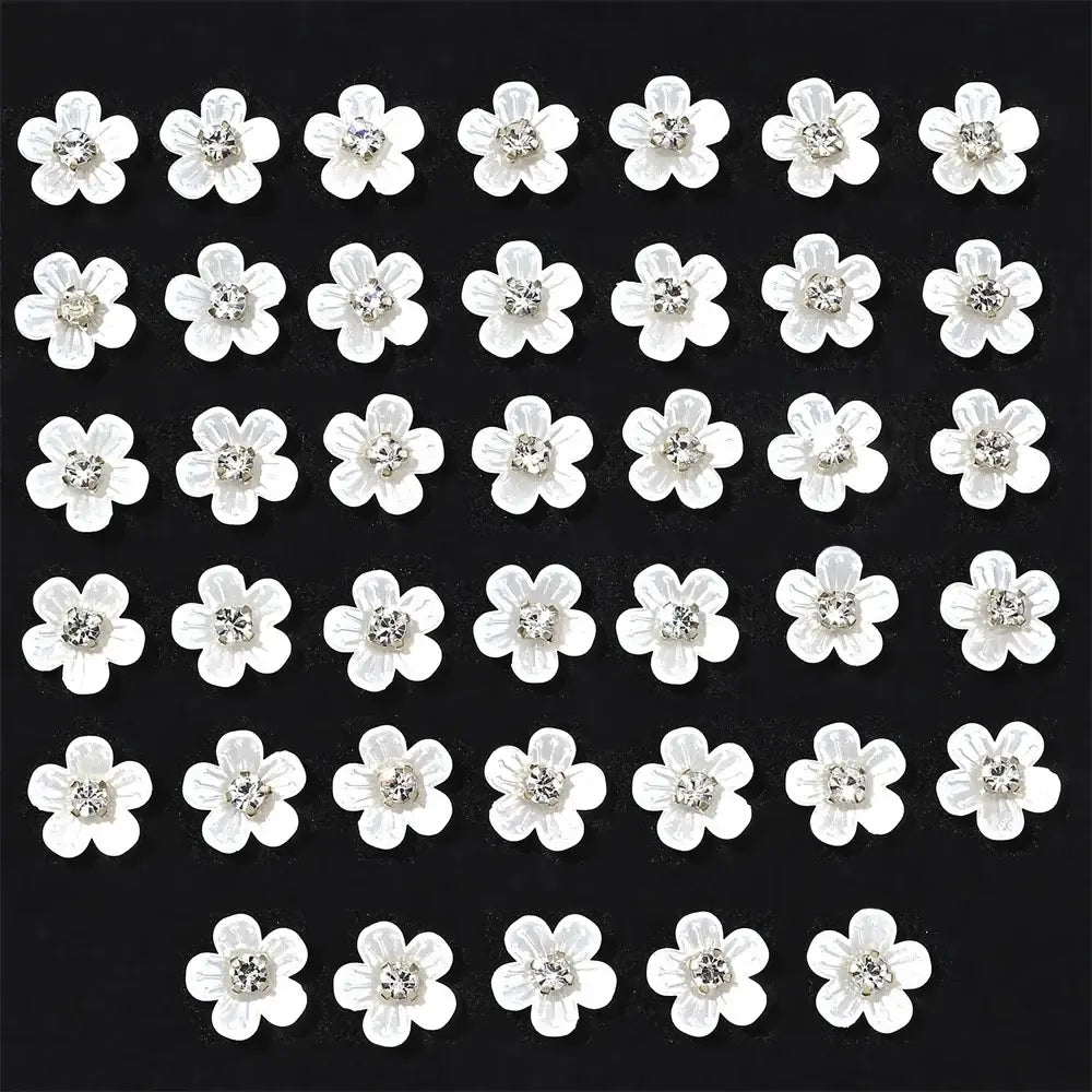 40pcs Imitation Pearl Flower-shaped Rhinestone Buttons for Jewelry Making Decorative Hat Clothes DIY Craft Sewing Accessories