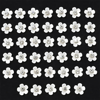 40pcs Imitation Pearl Flower-shaped Rhinestone Buttons for Jewelry Making Decorative Hat Clothes DIY Craft Sewing Accessories